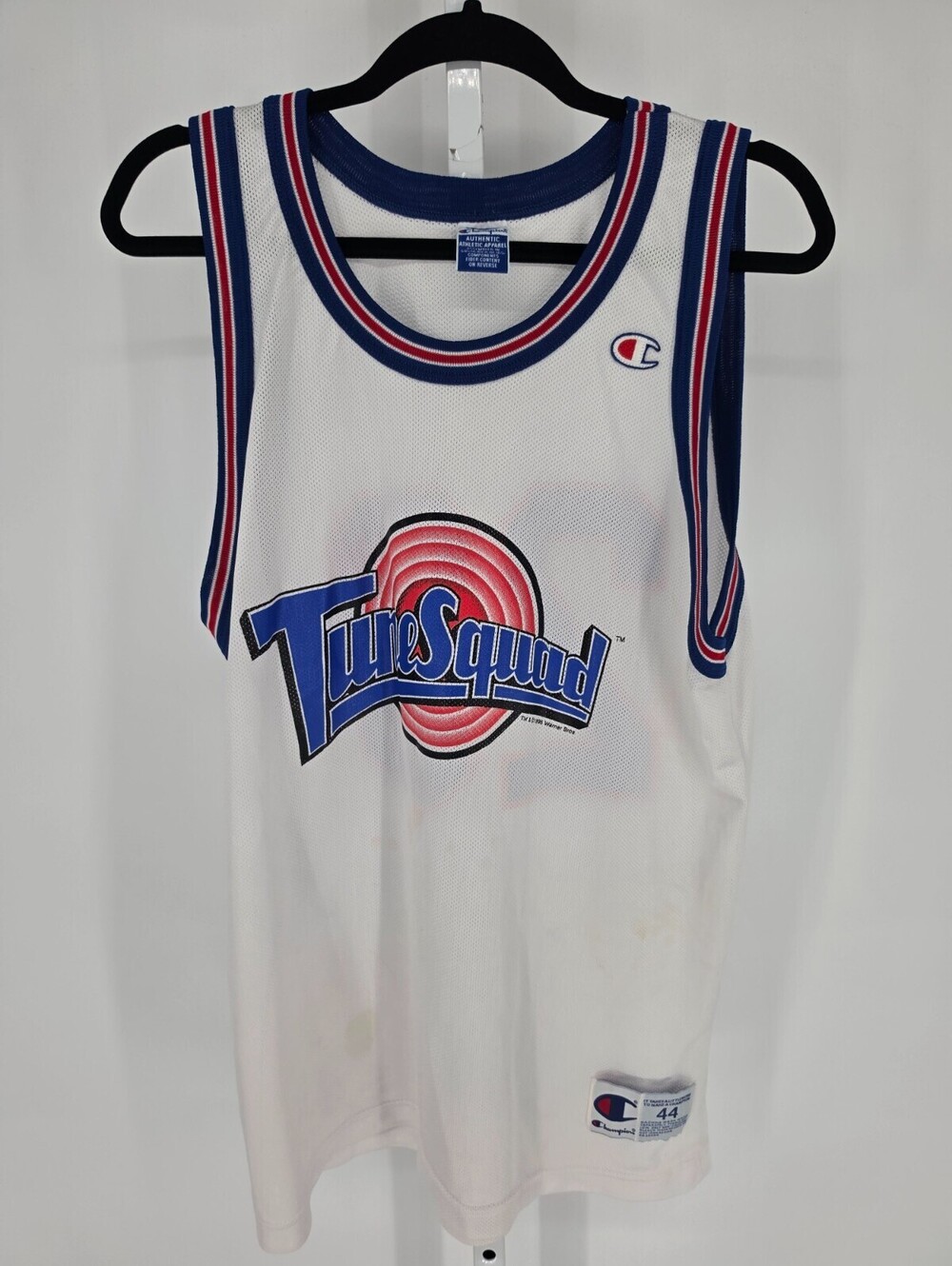 Vintage USA Champion Space Jam Tune Squad Michael Jordan #23 White Jersey Sz 44
